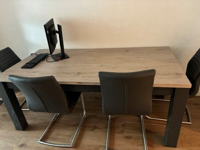 table a manger + 4 chaises, Quatre personnes, 200 cm ou plus, Comme neuf, Enlèvement