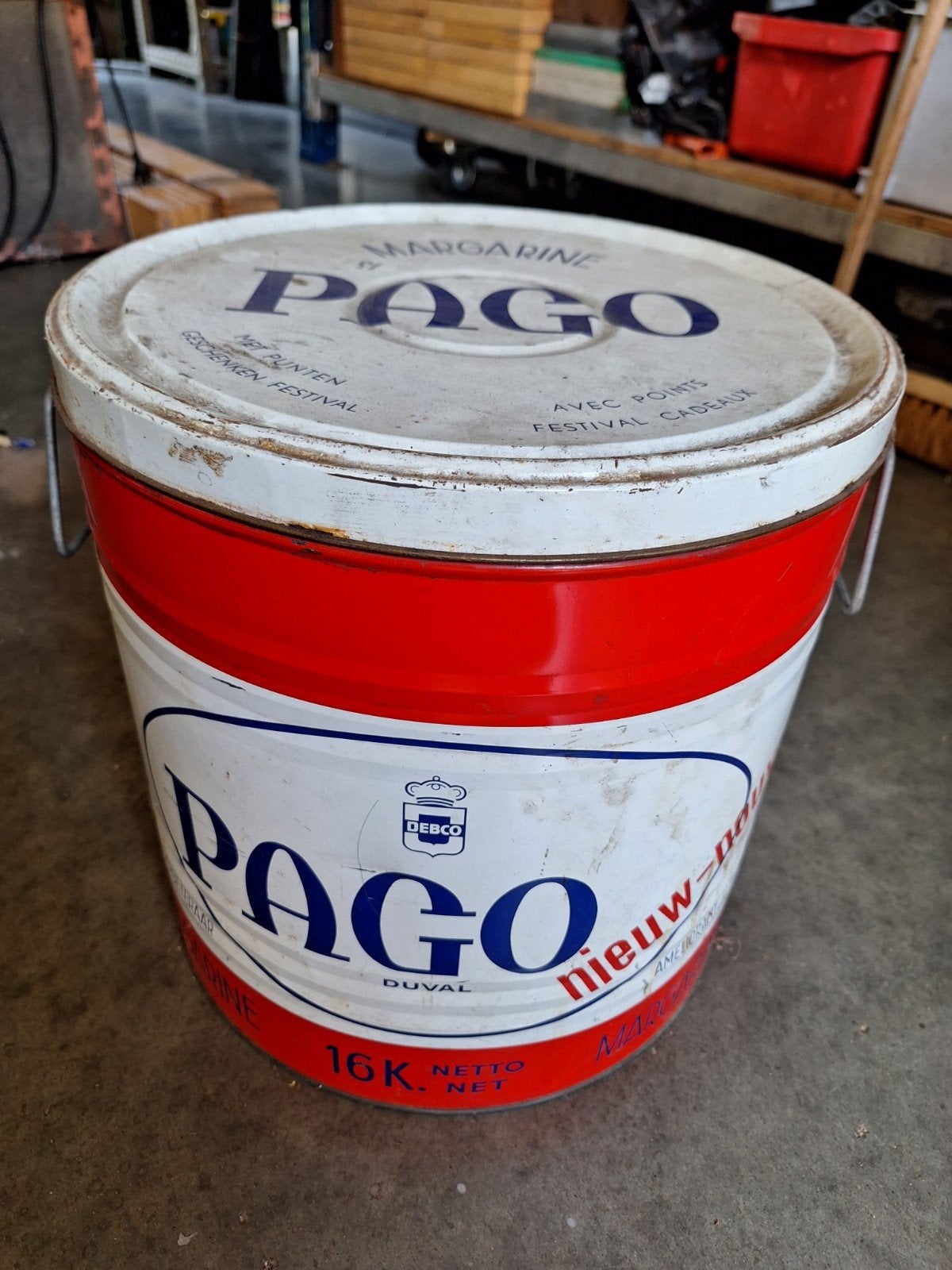 Grote metalen voorraadblik pago margarine, Collections, Enlèvement