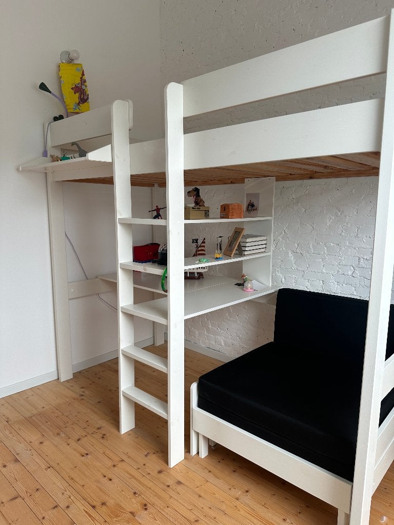 Mezzanine Hoogslaper Vipack Pino met Zetelbed (incl matras), Ophalen, 100 cm, Hoogslaper, Eenpersoons