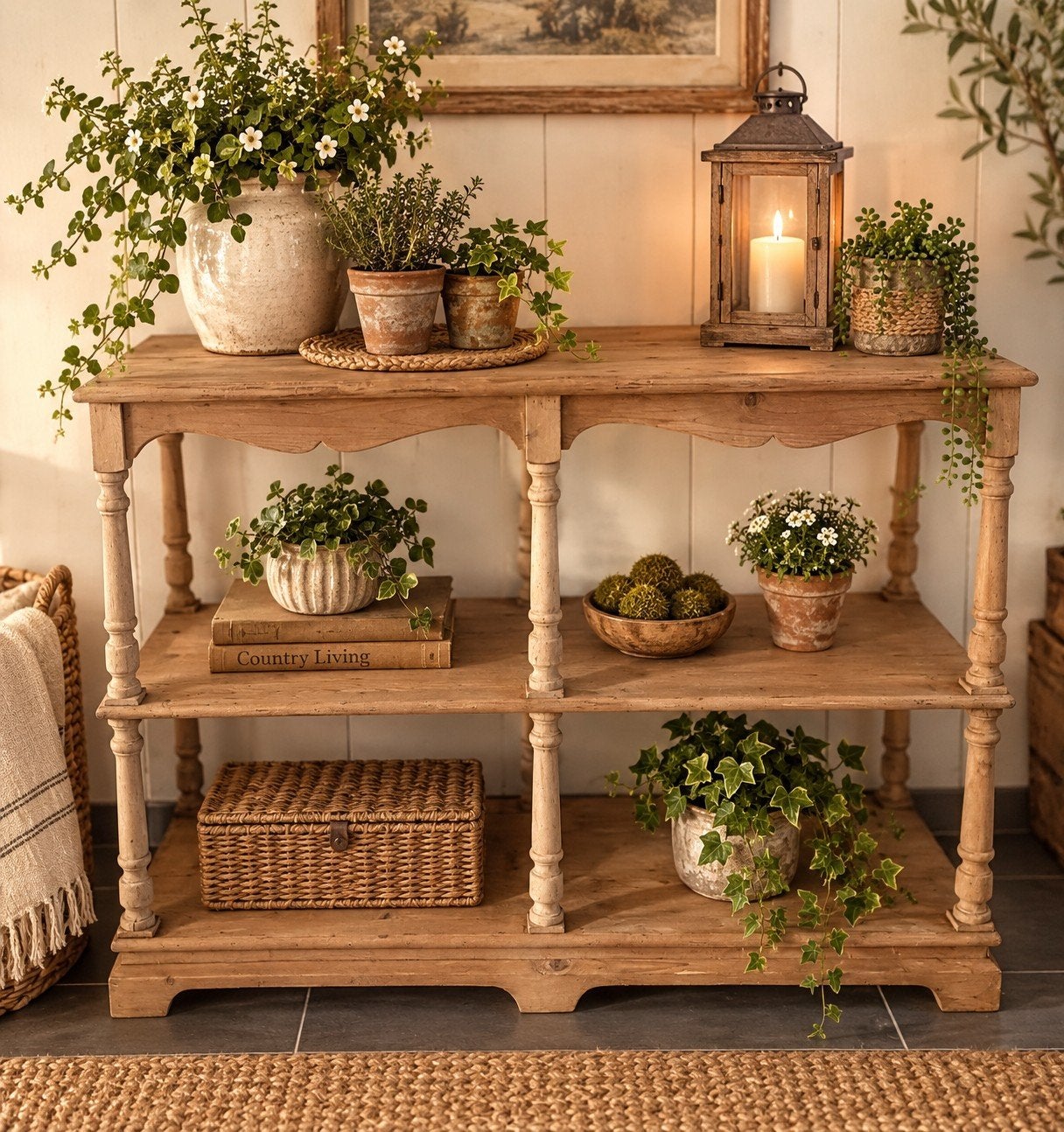 Houten console brocante, Ophalen