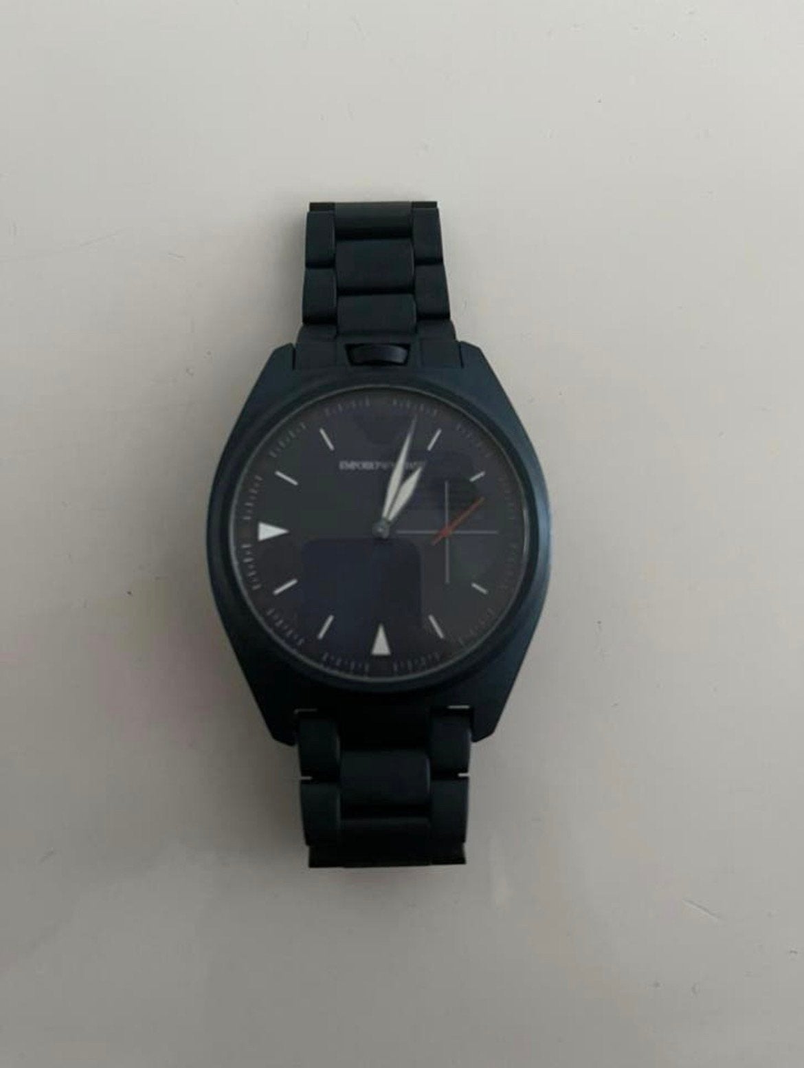 Emporio Armani Nicola AR11309, Handtassen en Accessoires, Horloges | Dames, Staal, Staal, Polshorloge, Zo goed als nieuw