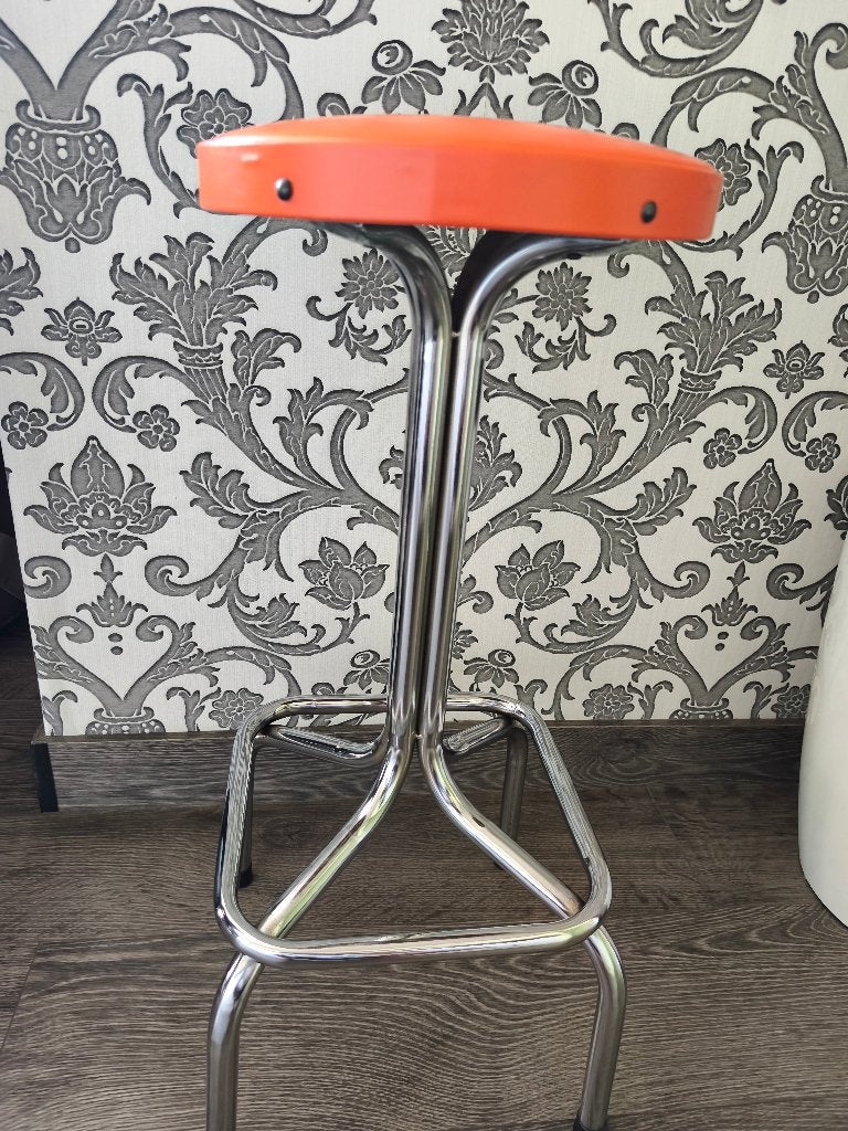 Retro oranje hoge kruk, Enlèvement, Maison et Meubles