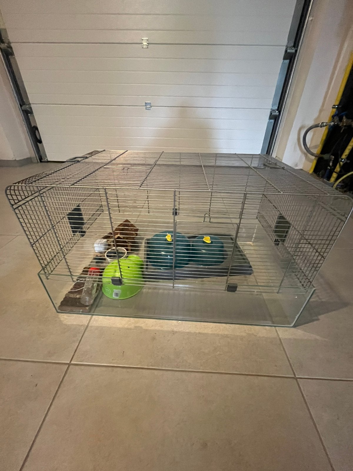 Hamster hok met glazen onderkant, Animaux & Accessoires, Enlèvement, Comme neuf, Niche, Hamster