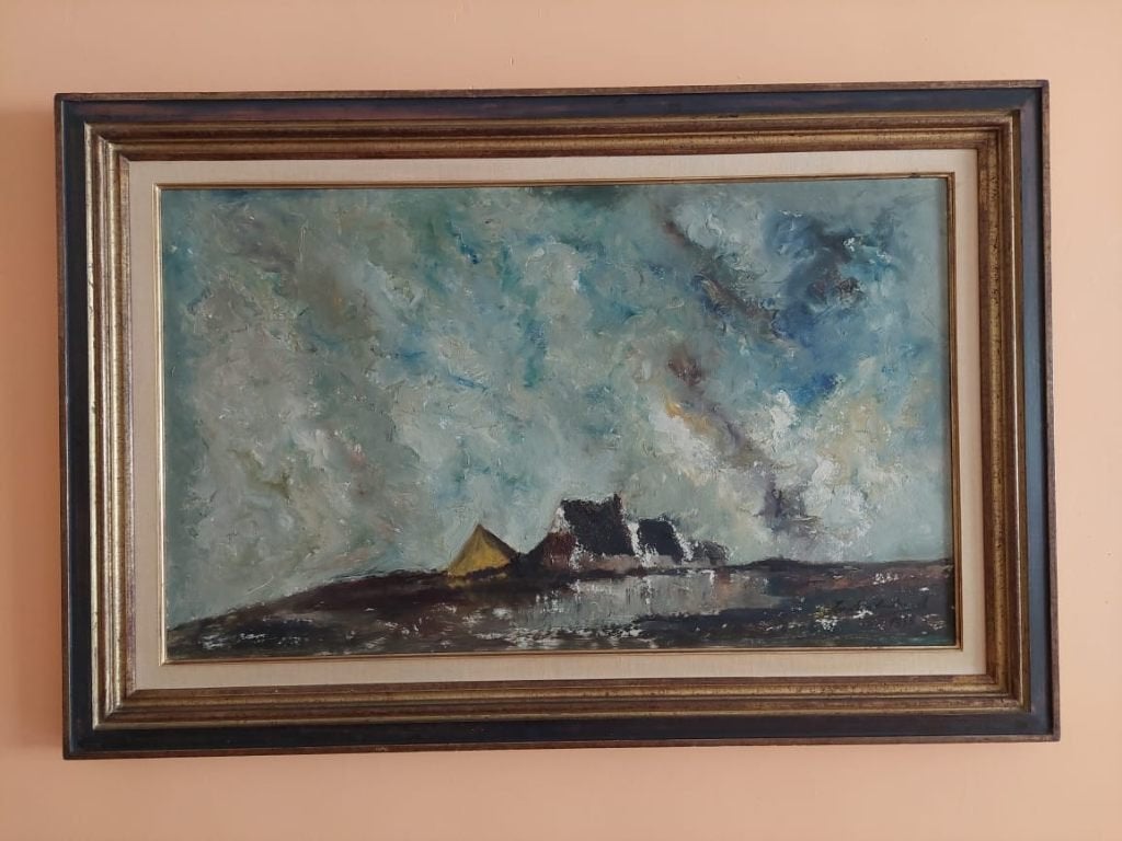 Grand paysage vintage dans un cadre de haute qualité110x73cm, Maison & Meubles, Accessoires pour la Maison | Cadres, Enlèvement