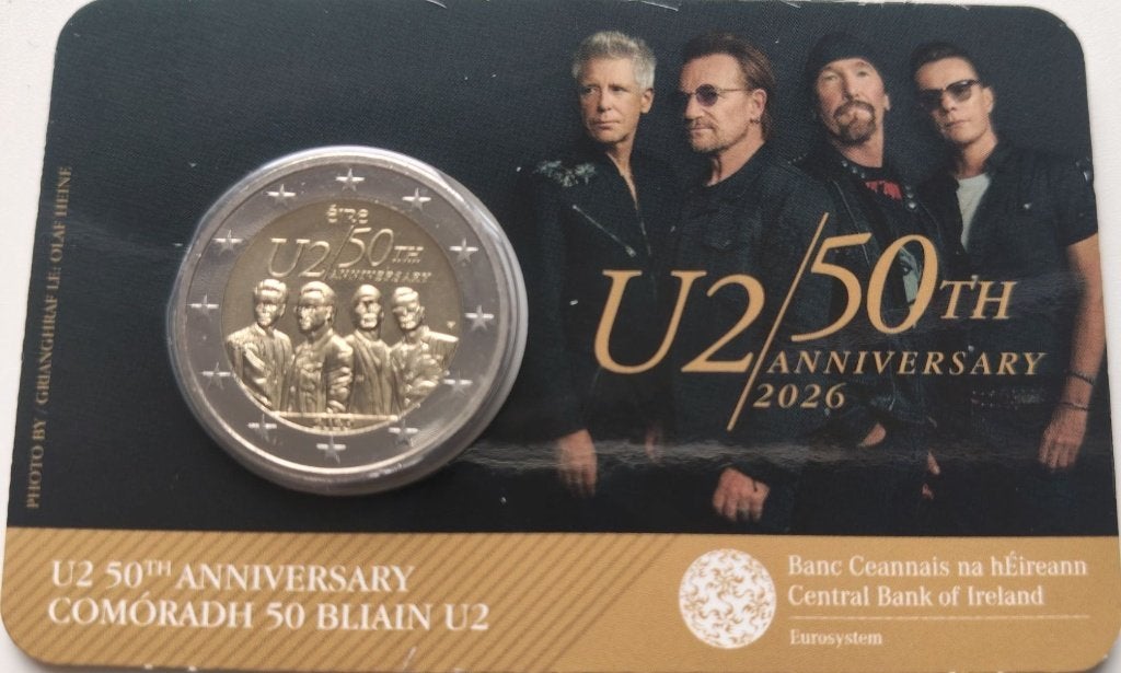 Carte de monnaie irlandaise 2026 - 50 ans de U2 - BU, Timbres & Monnaies, Enlèvement ou Envoi, Irlande, 2 euros, Série