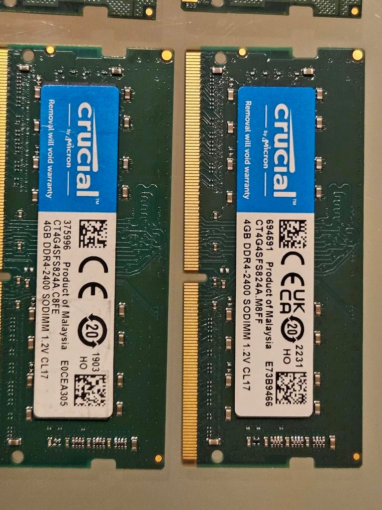 Crucial Sodimm 2400 CL17 4 GB DDR4 RAM
VEEL
 30 stks, Computers en Software, Ophalen of Verzenden, DDR4