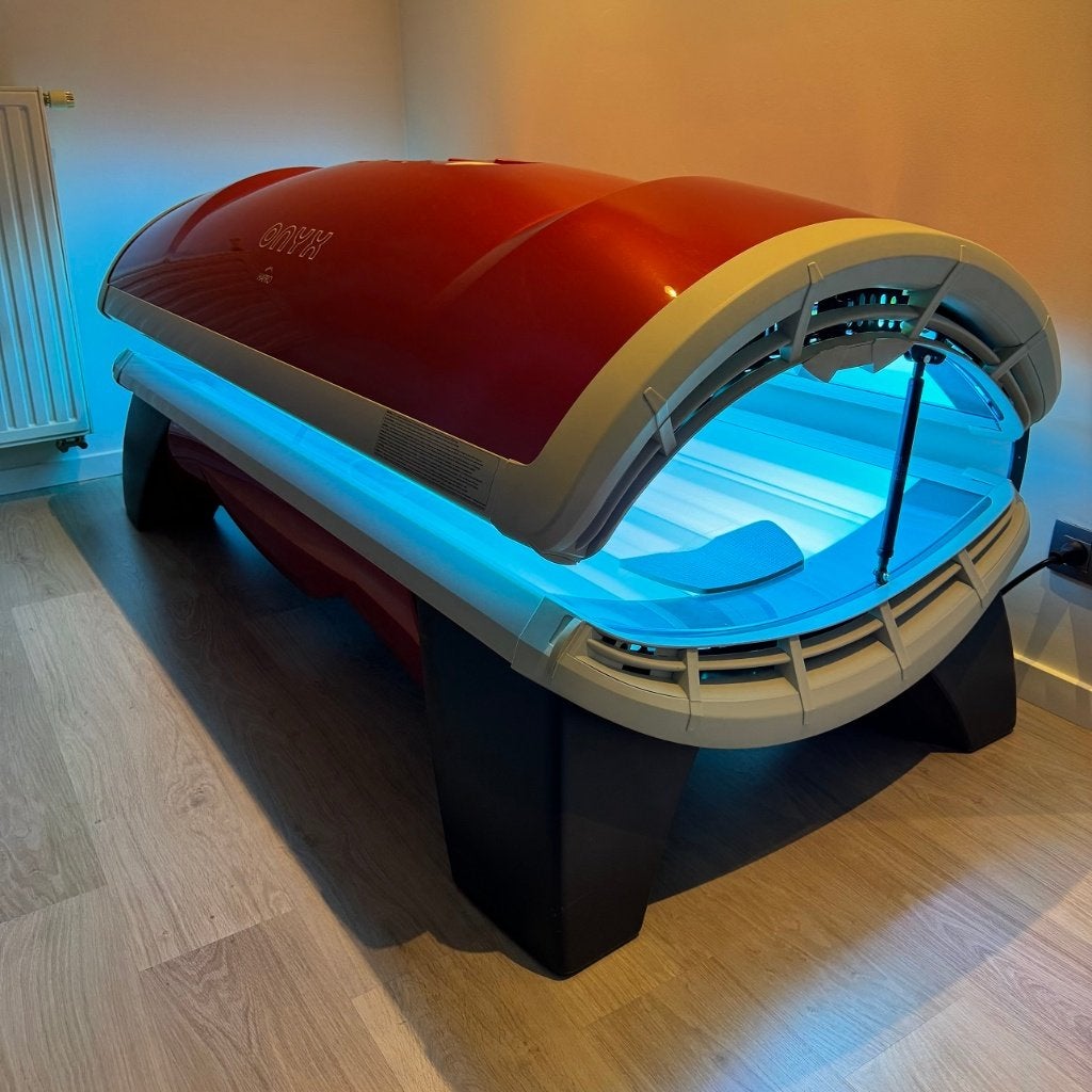 Hapro Onyx 26/1 Rood Zonnebank + 1 jaar Garantie, Electroménager, Solarium, Banc solaire & Bronzage facial, Enlèvement ou Envoi