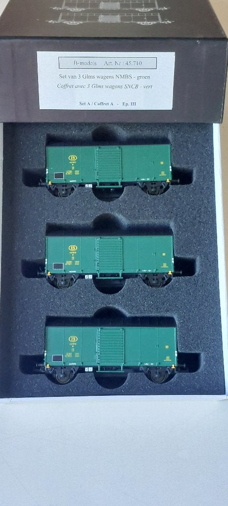 SNCB/NMBS B-MODELLEN SET 3 GLMS*HO*DC*45.710, Overige merken, Treinset, Gelijkstroom, Verzenden