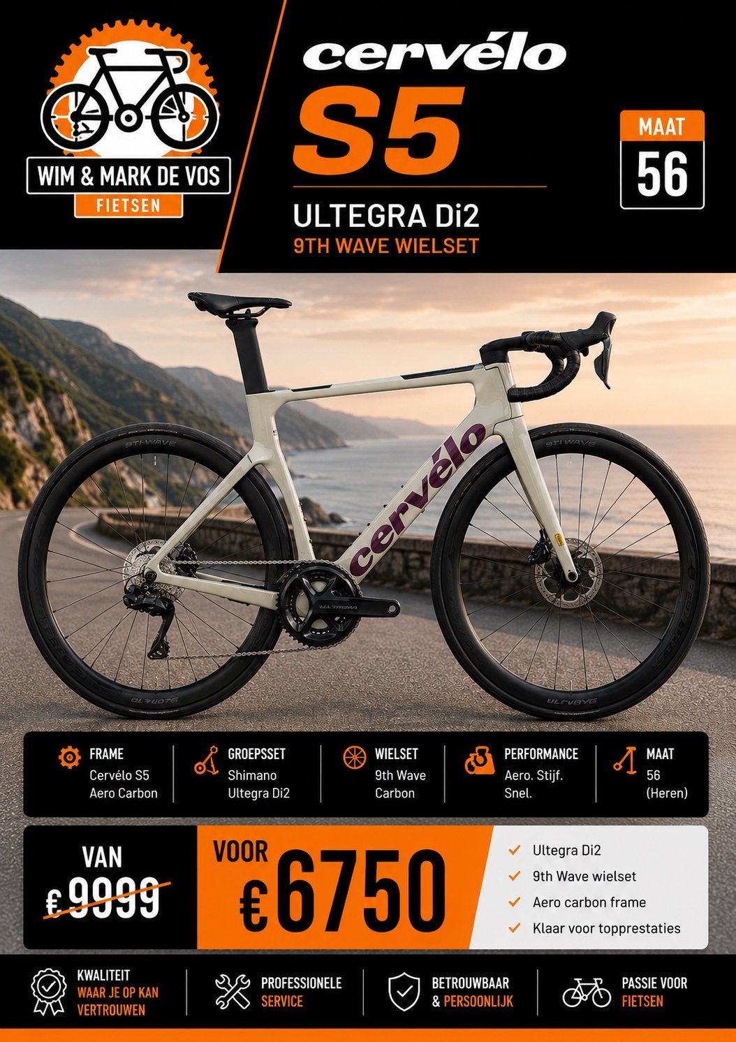 Nieuwe cervelo s5  *ultegra di2* 9th wave wielset *, Ophalen, Zo goed als nieuw, Giant