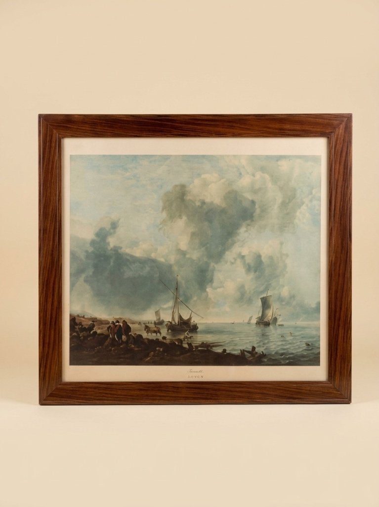 Lithographie ancienne – Marine & Bateaux (75 x 75 cm), Antiquités & Art, Paysages, Enlèvement, Lithographie, Avec passe-partout