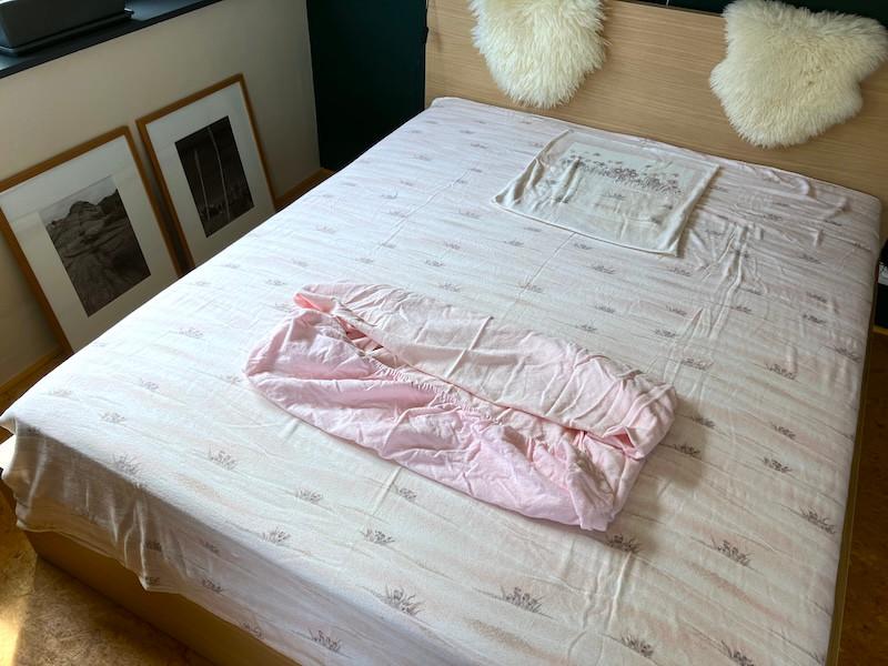 Roze fleecebedset - hoeslaken + laken + kussensloop, Gebruikt, Eenpersoons, Hoeslaken of Sloop, Ophalen of Verzenden