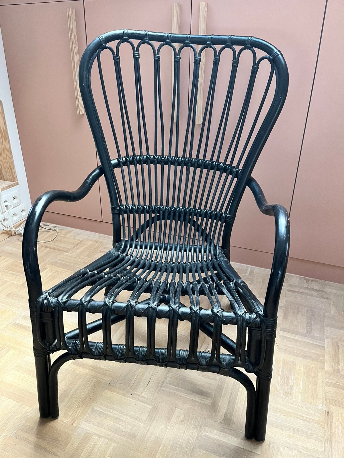 Chaise Storsele en rotin noir Ikea, Osier ou Rotin, Comme neuf, Enlèvement, Une