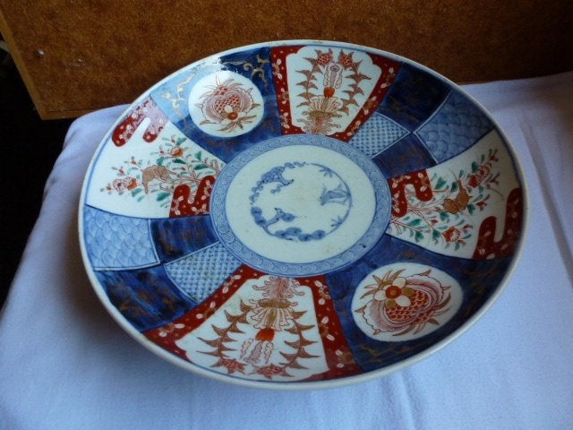 Japanse porseleinen sierschaal op voet.( 28 diameter ), Ophalen of Verzenden