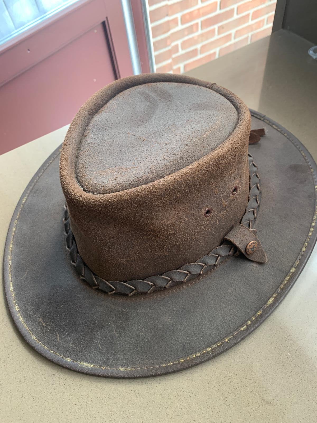 Lederen herenhoed / cowboyhoed, Ophalen, Zo goed als nieuw