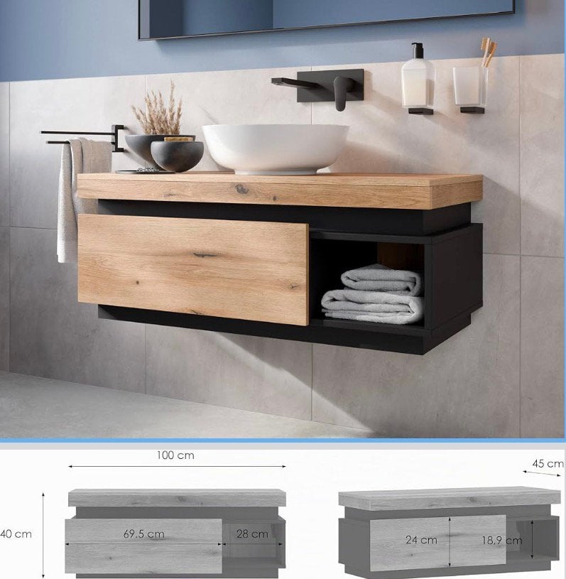 Meuble bas de salle de bain 100 cm, Enlèvement ou Envoi, Comme neuf