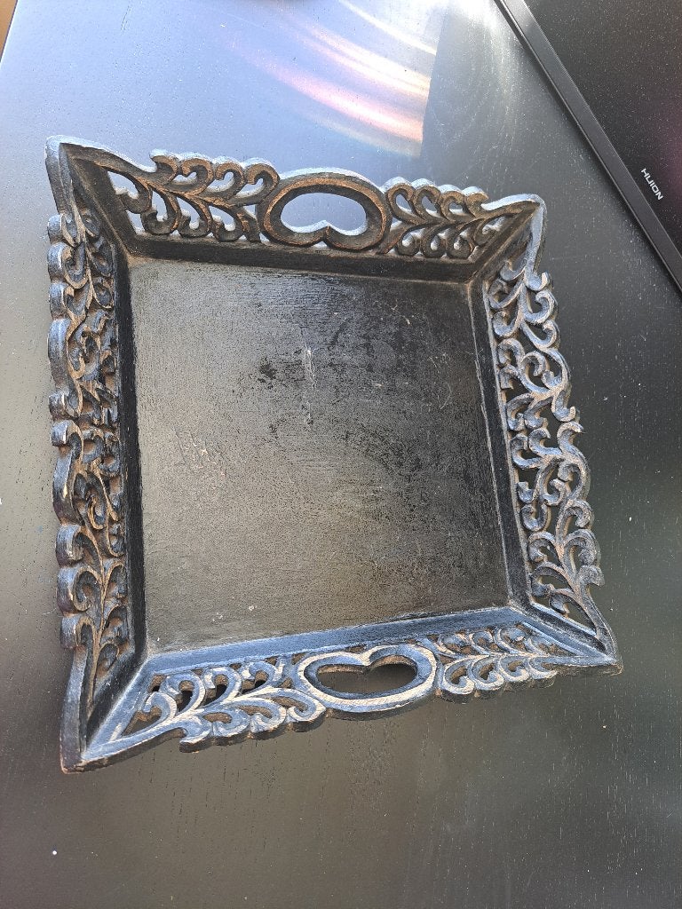 Antije houten dienblad, Huis en Inrichting, Woonaccessoires | Dienbladen, Gebruikt, Vierkant, Ophalen of Verzenden, Handgemaakt