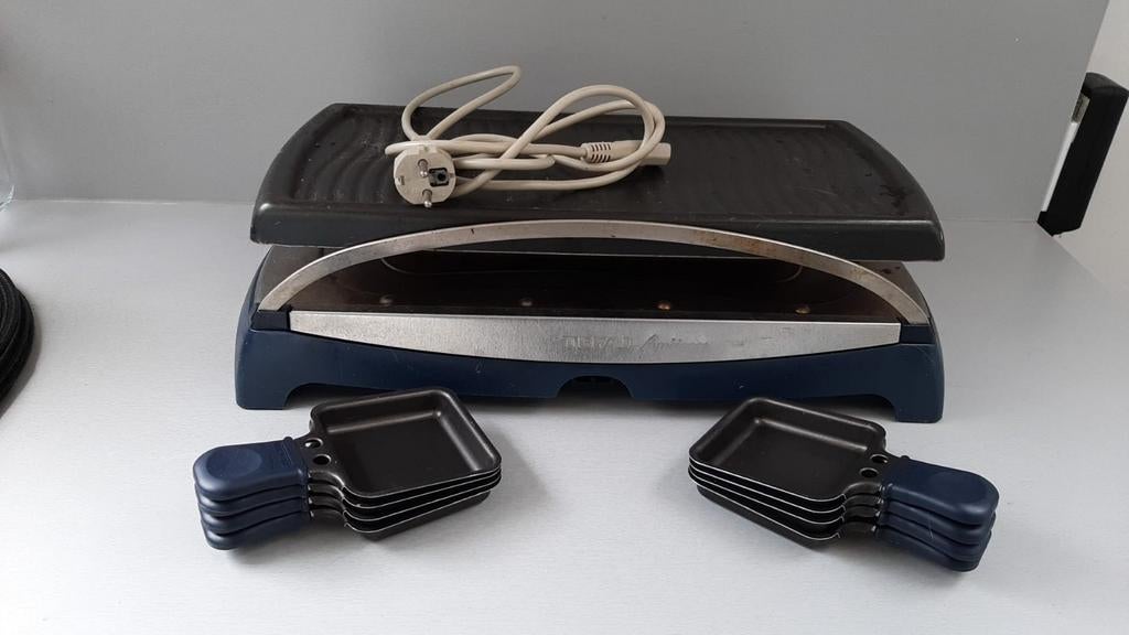 Grill raclette Pierrade Tefal inox + 8 poêlons à raclette, Enlèvement