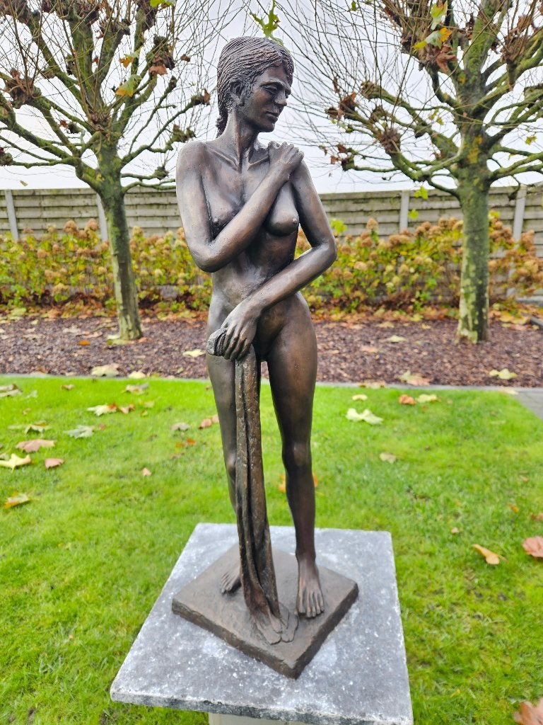 BRONZEN STAAND NAAKT 1/1 ZWAAR BRONS OPRUIMPRIJS NU!!!, Gemerkt, Brons, Beeld, Bruin