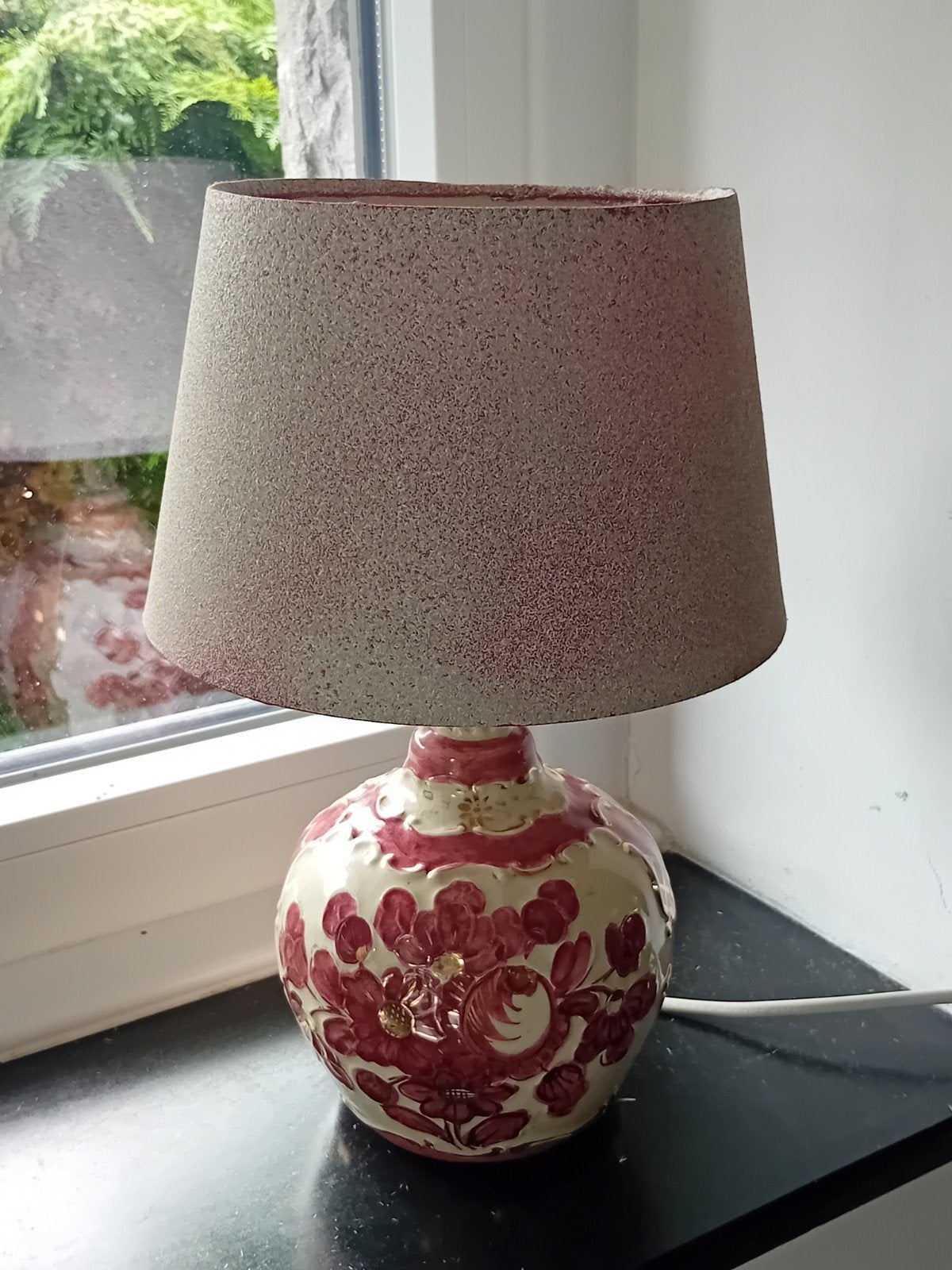 Vintage handgeschilderde keramische bedlamp in Delftse stijl, Ophalen of Verzenden