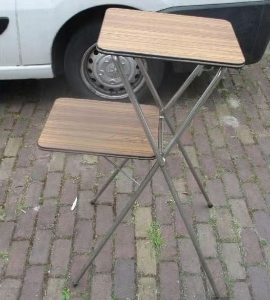 Mooi Retro Diaprojector Tafel in hout en metaal, Ophalen of Verzenden, Huis en Inrichting