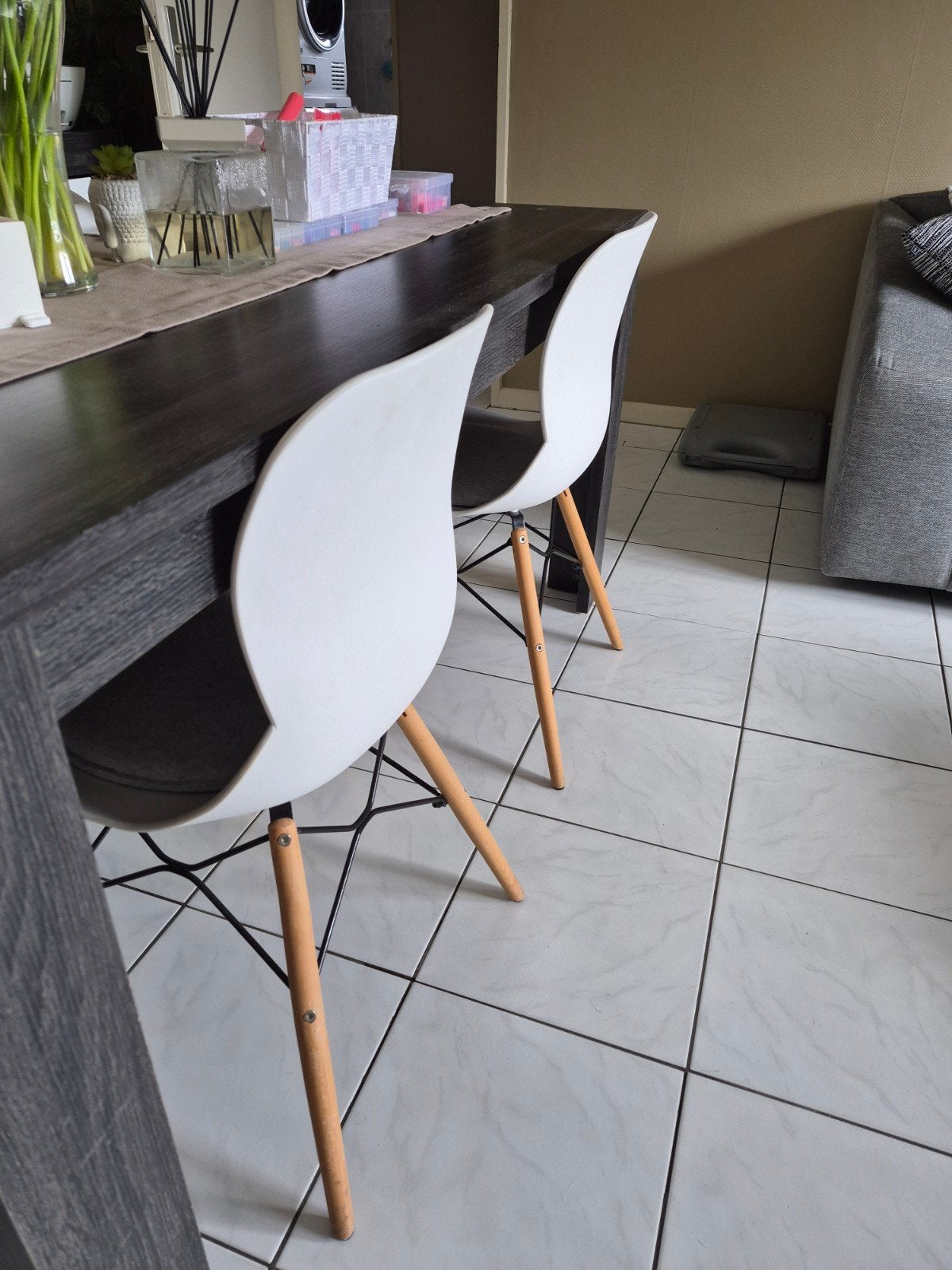 4 stoelen, Synthétique, Enlèvement, Utilisé, Blanc