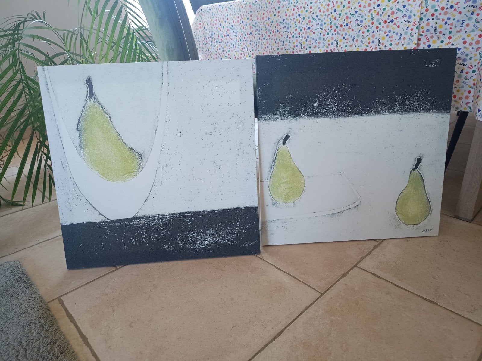 Duo-schilderij met peren, Enlèvement, Peinture