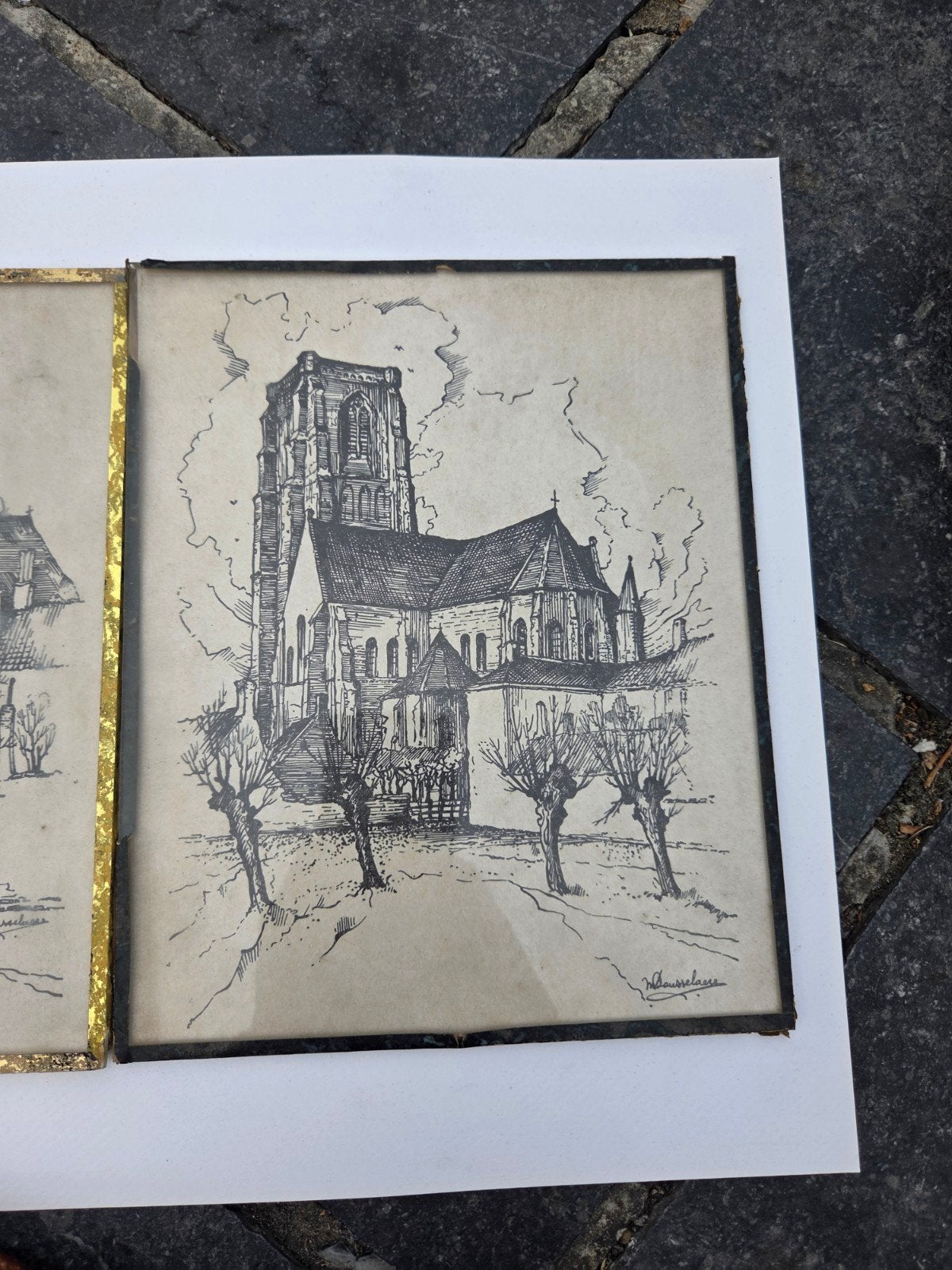 2 pentekeningen Damme, Maurits Dousselaere, Enlèvement ou Envoi