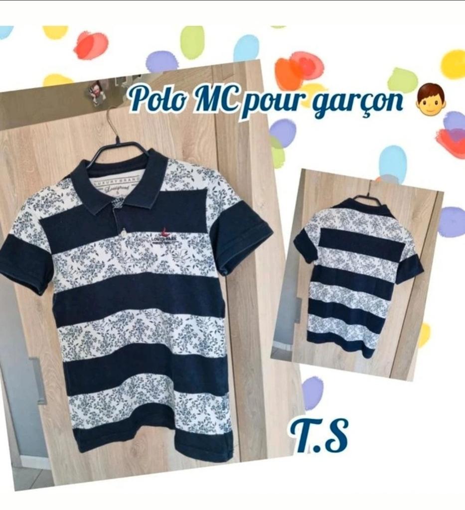 Polo MC pour garçon -bleu/blanc-T.S, Enlèvement ou Envoi, Utilisé
