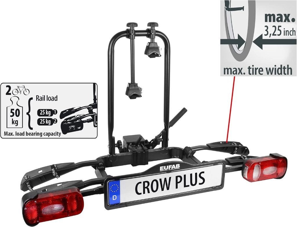 Eufab Crown plus +,nieuw,voor elektr. fietsen!!, Auto diversen, Fietsendragers, Ophalen, 2 fietsen, Trekhaakdrager, Elektrische fiets