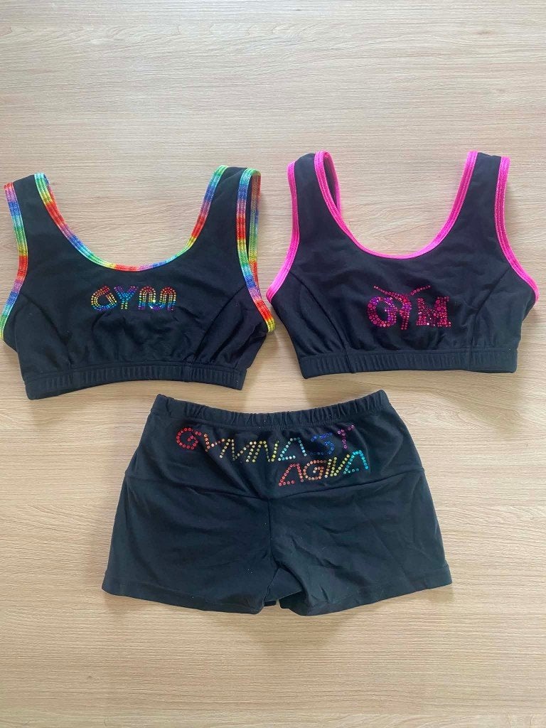 Turnshortje en turntopjes - Agiva - maat 10-12 jaar, Gebruikt, Meisje, Agiva, Sport- of Zwemkleding