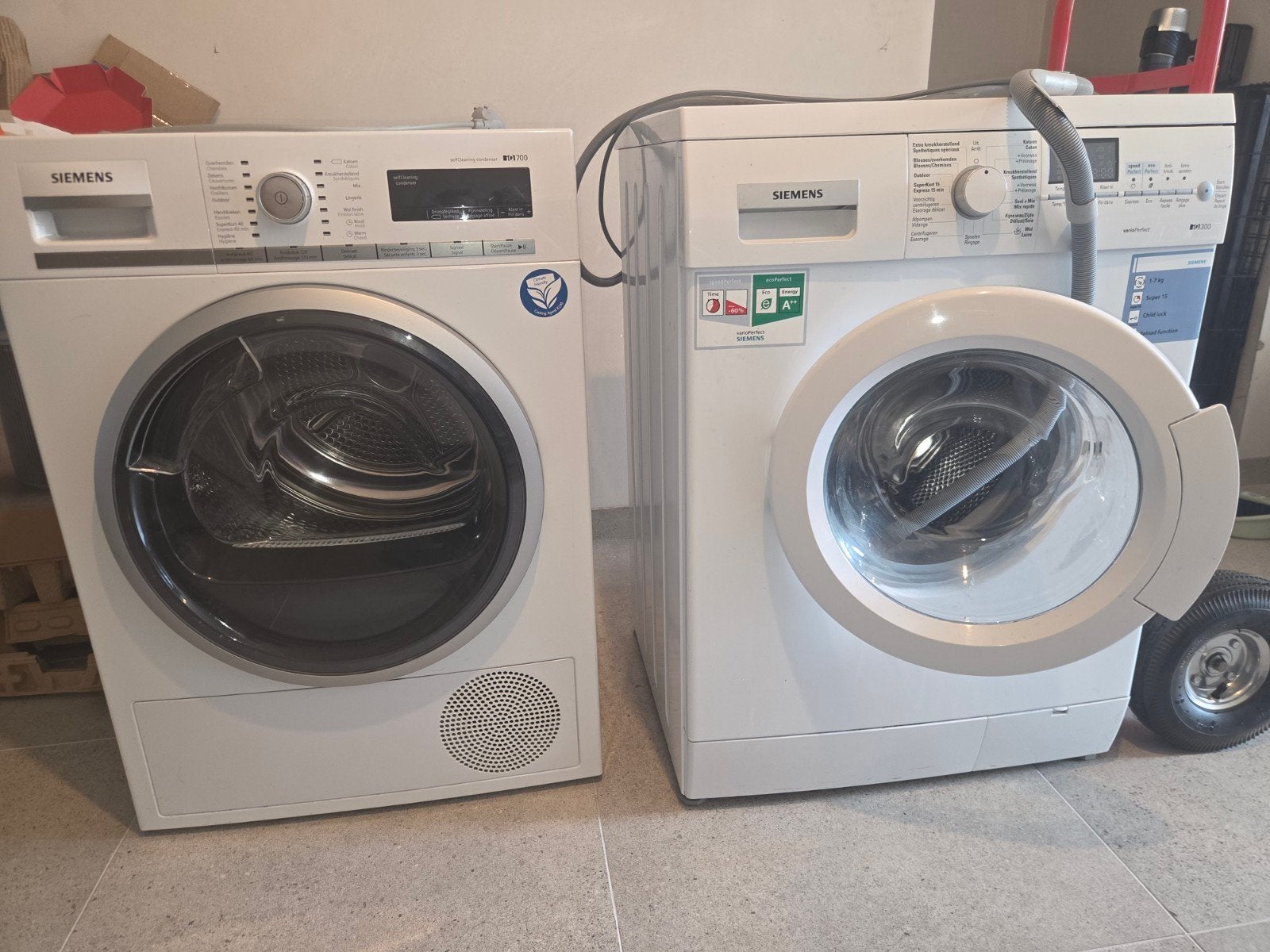 Siemens wasmachine en droogkast, Electroménager, Lave-linge, 1200 à 1600 tours, 6 à 8 kg, Chargeur frontal, Enlèvement