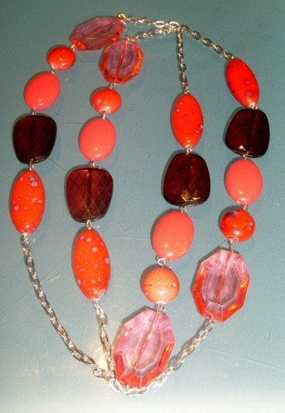 Lange halsketting, Bijoux, Sacs & Beauté, Colliers, Enlèvement ou Envoi, Comme neuf, Rouge