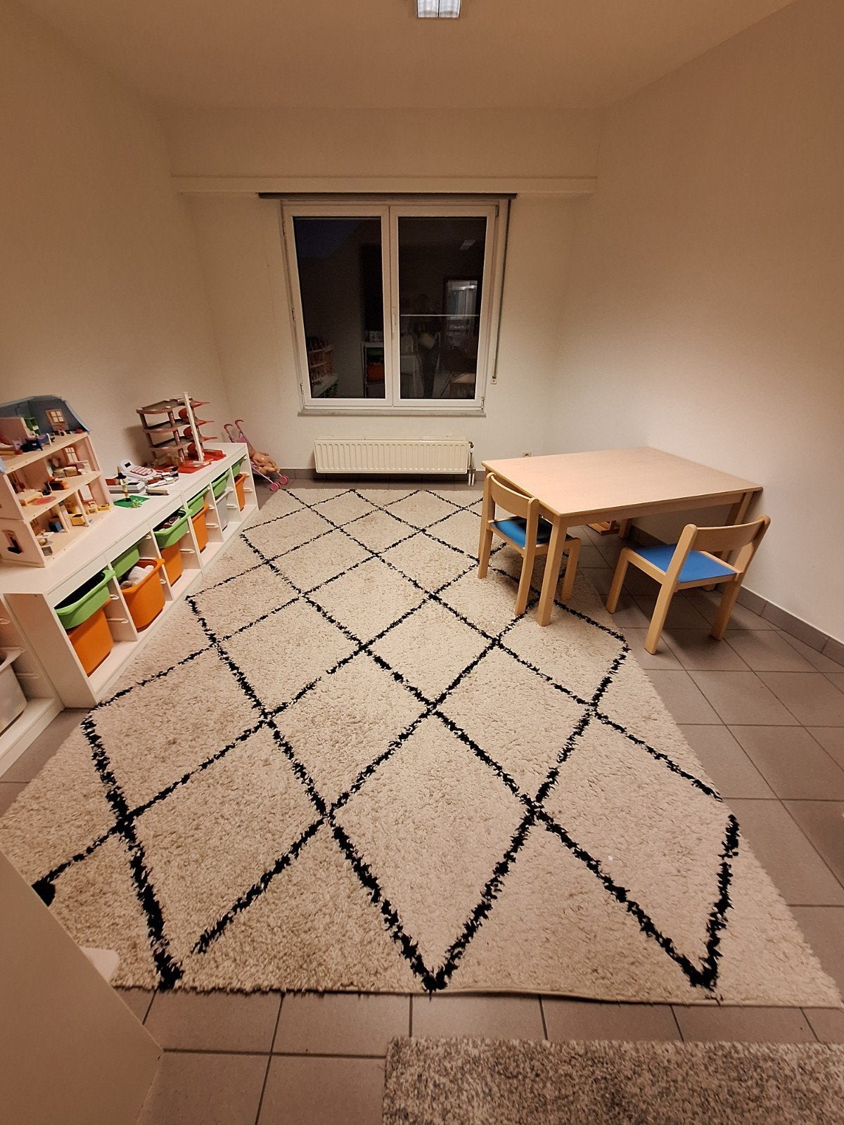 Tapijt vloerkleed beige geruit 330x230, Enlèvement