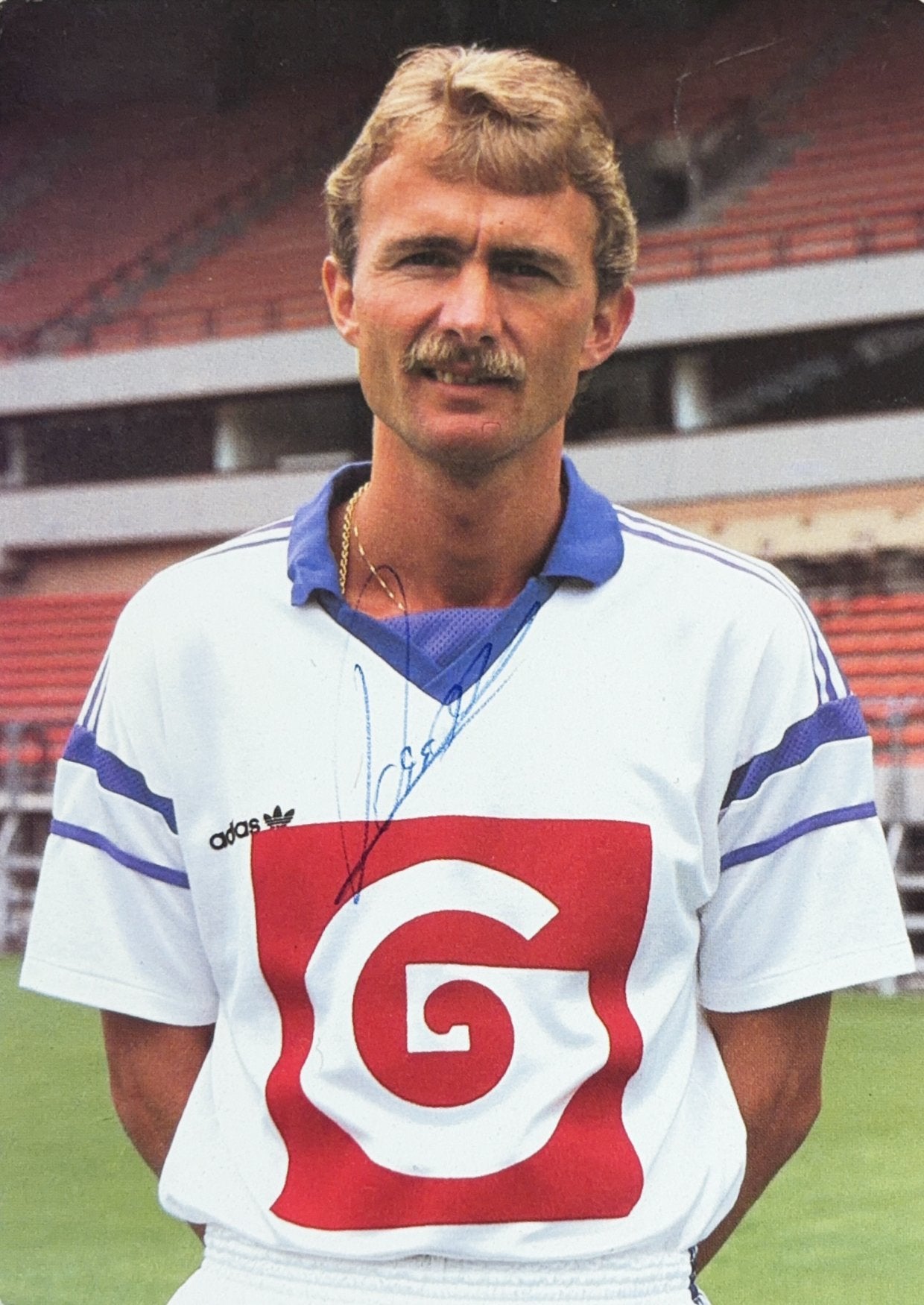 Spelerskaart Adri van Tiggelen - RSC Anderlecht - 1987/1988, Verzamelen, Verzenden, Gebruikt, Spelerskaart
