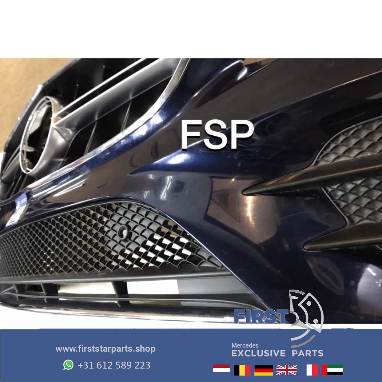 W213 W238 E43 E53 AMG VOORBUMPER BLAUW + GT GRIL Mercedes E, Gebruikt, -, Voor, Ophalen of Verzenden