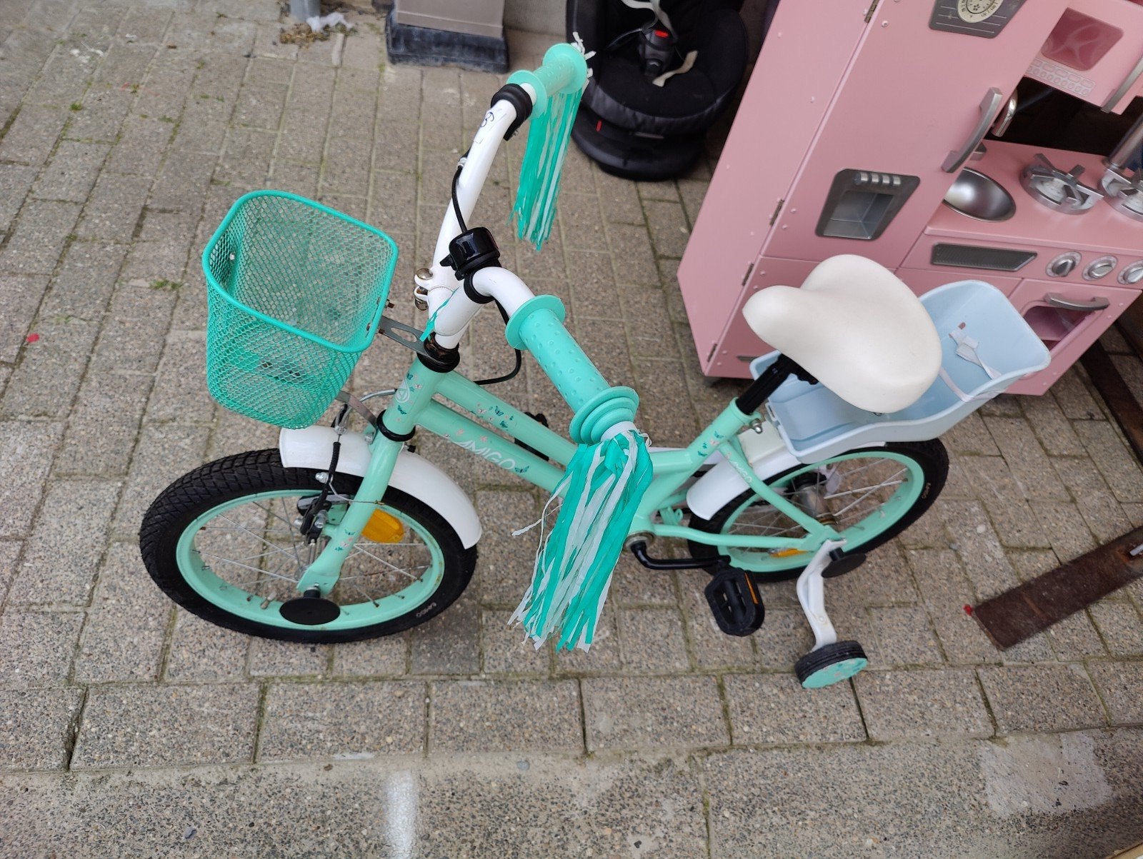 Kinderfiets met zijwieltjes, Fietsen en Brommers, Fietsen | Kinderfietsjes, Ophalen, Zijwieltjes, 16 tot 20 inch, Zo goed als nieuw