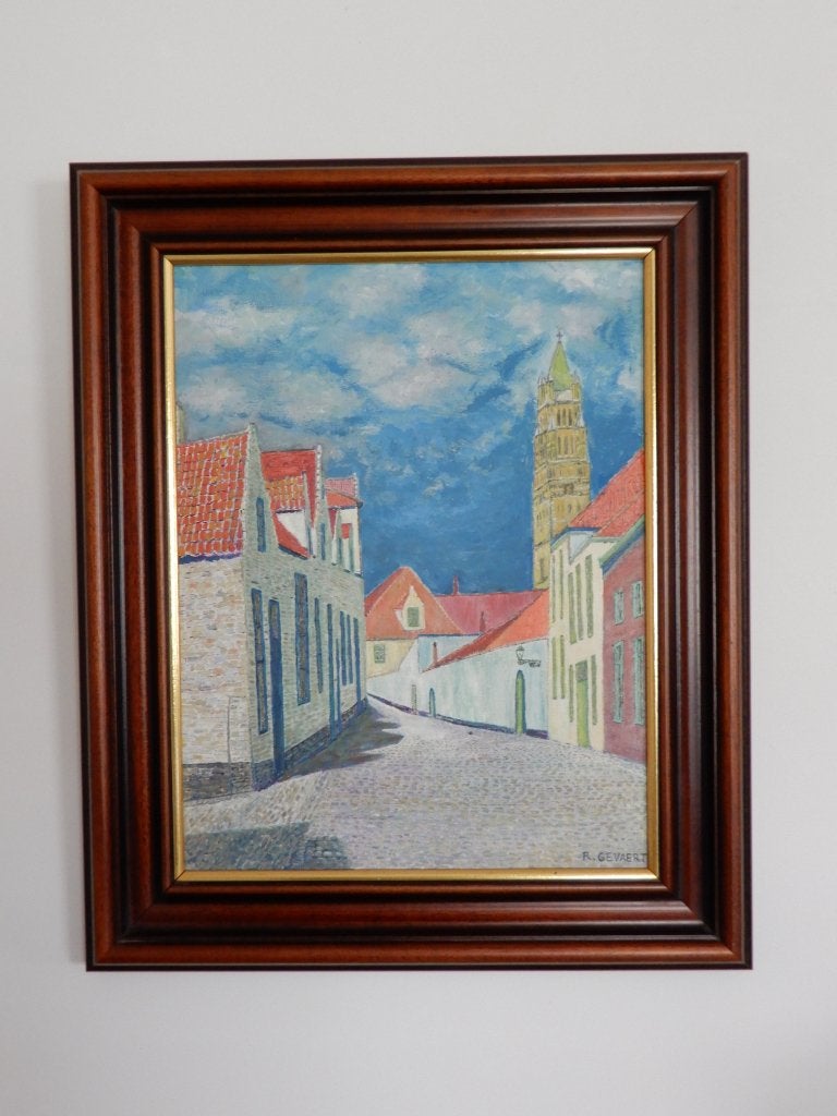 R. Gevaert 'De Oostmeers' Brugge, Antiek en Kunst, Ophalen, Gedateerd, Doek