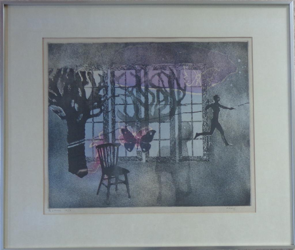 ANDRE GOEZU / FIL D'ARIANE / KLEURETS-AQUATINT 60x70cm KADER, Antiquités & Art, Enlèvement ou Envoi