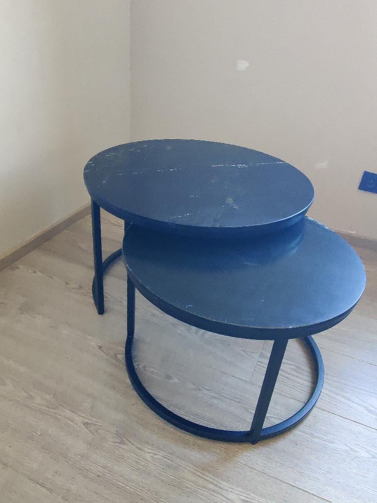 Set bijzettafeltjes - marmerlook, Huis en Inrichting, Minder dan 45 cm, Metaal of Aluminium, Rond, 55 tot 75 cm