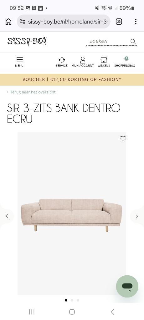 Zitbank drie personen, Huis en Inrichting, Ophalen, Gebruikt, Driepersoons, 75 tot 100 cm