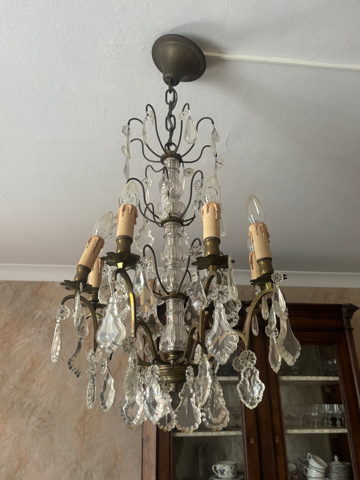 Luster glas, Huis en Inrichting, Lampen | Kroonluchters, Ophalen, Gebruikt, Glas
