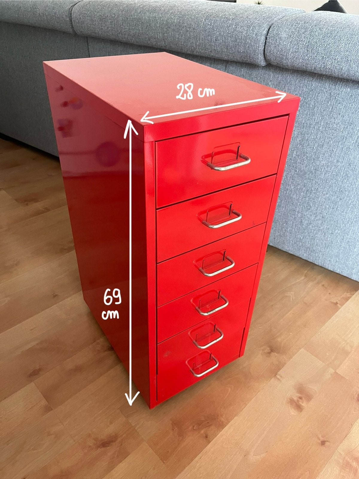 Meuble de rangement rouge à 6 tiroirs à roulettes, Enlèvement, Utilisé