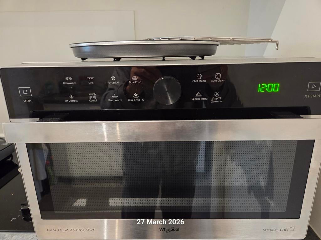 Whirlpool supremechef combi oven dual crisp, Ophalen, Minder dan 45 cm, Zo goed als nieuw, Oven met grill