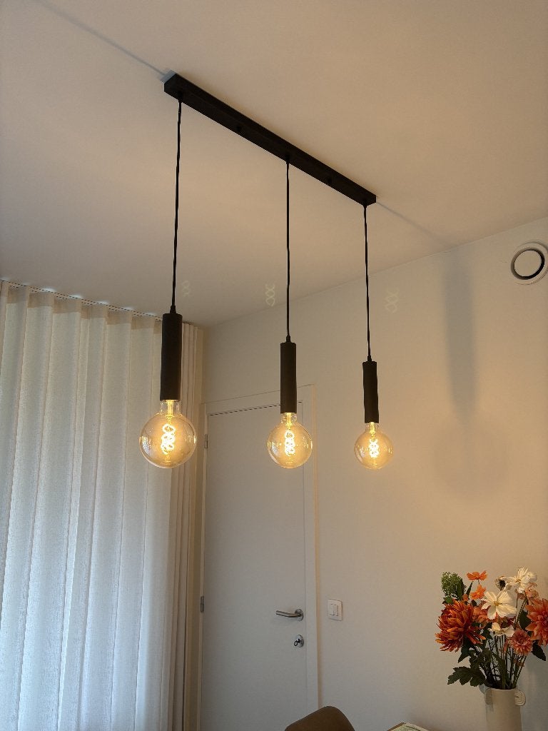 hanglamp met 3 pendels, Huis en Inrichting, Lampen | Hanglampen, Ophalen, Zo goed als nieuw