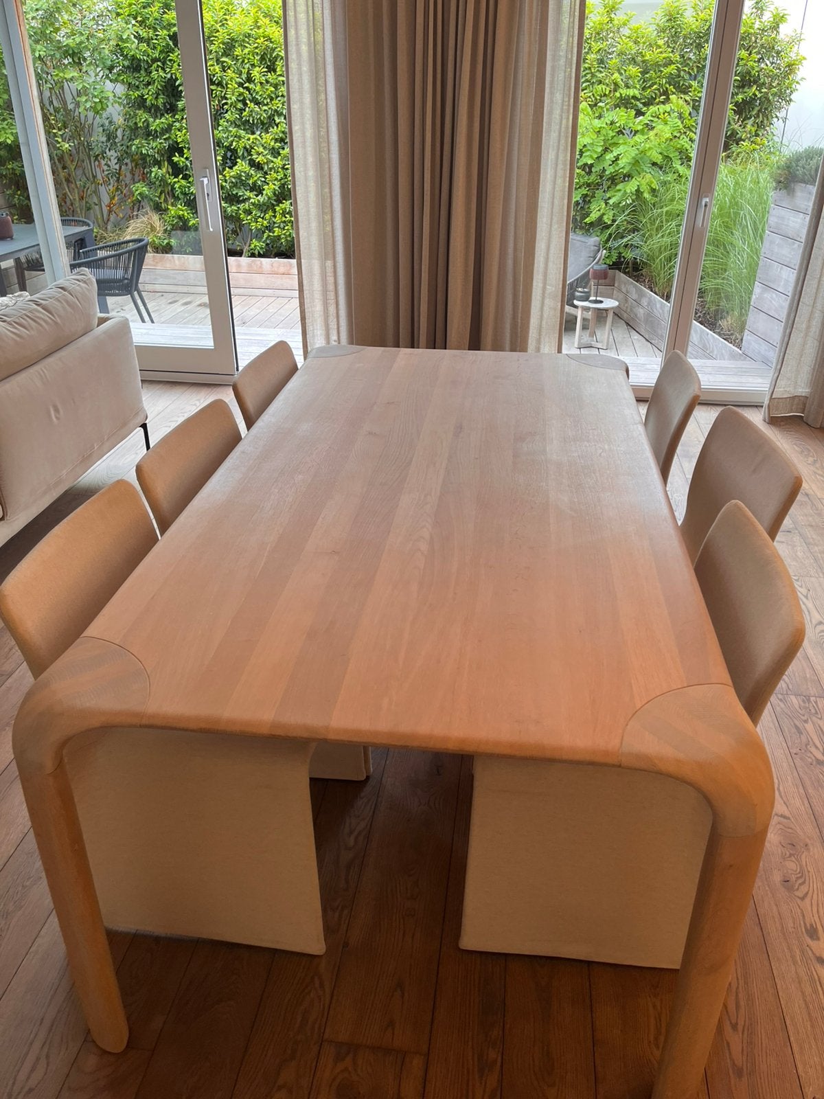 Table design chêne massiv + 6 chaises, Maison & Meubles, 4 à 6 chaises, Comme neuf, Enlèvement, Design italien