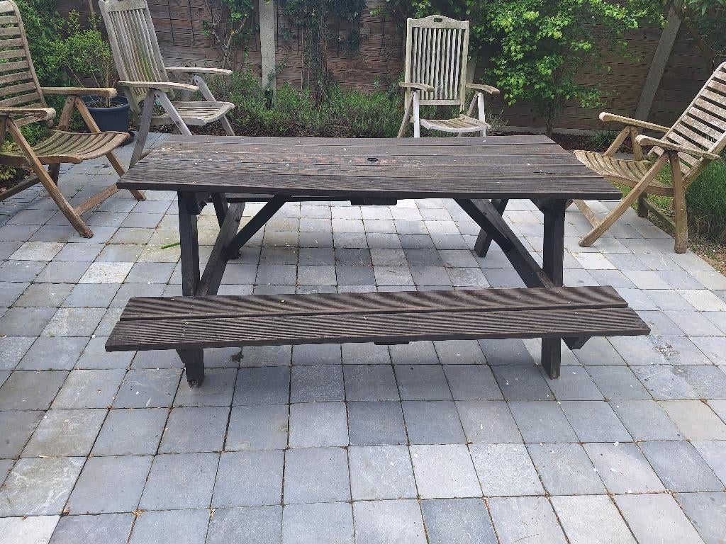 Picknicktafel  - op te knappen, Gebruikt, Rechthoekig, Hout, Ophalen