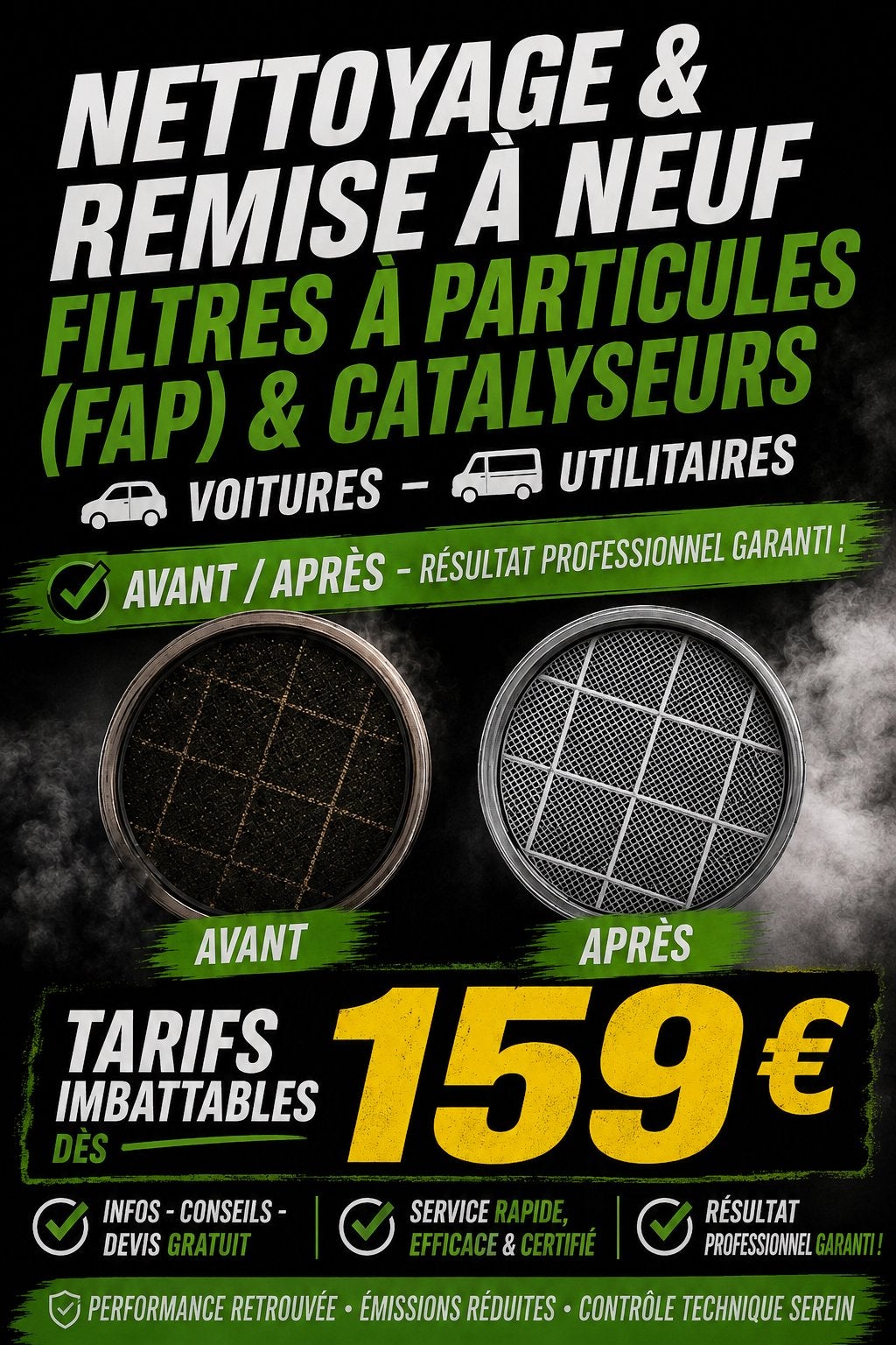 Nettoyage Filtres à particules & Catalyseur à partir de 159€, Enlèvement