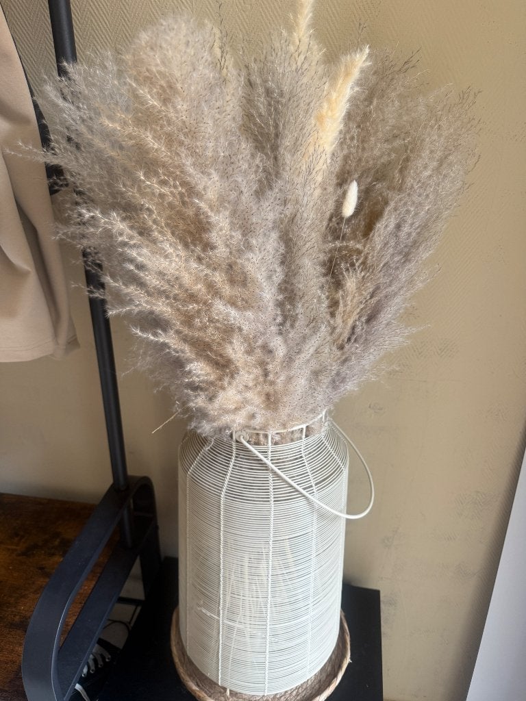 Grote pampas in vaas met onderlegger, Maison & Meubles, Accessoires pour la Maison | Fleurs séchées, Enlèvement ou Envoi, Neuf