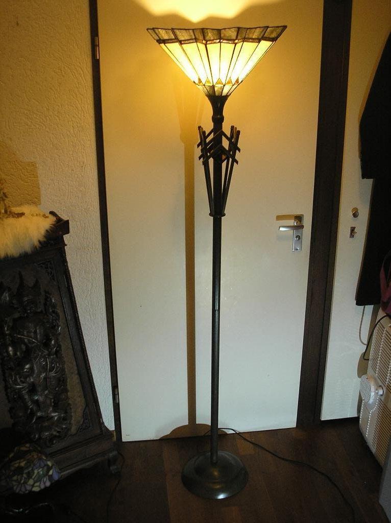 Tiffany vloerlamp met mooi uitgevoerde kap, Enlèvement, Comme neuf, Verre, 150 à 200 cm