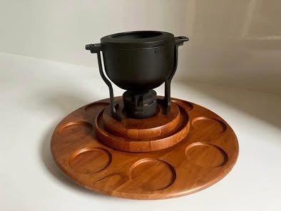 Digsmed . Jaren 60.Deens design gietijzeren fondue set., Elektronische apparatuur, Fonduesets, Ophalen, Gebruikt, Brander, Fondueset